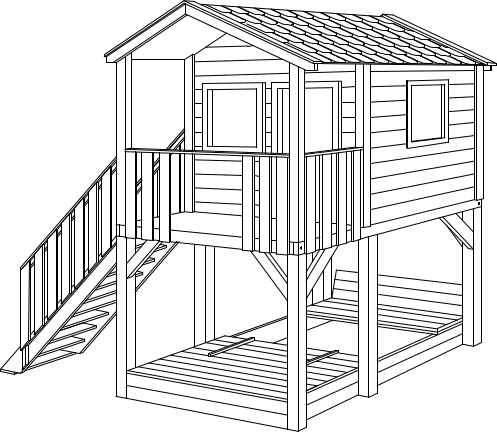 Schemat zamykanej piaskownicy pod domkiem